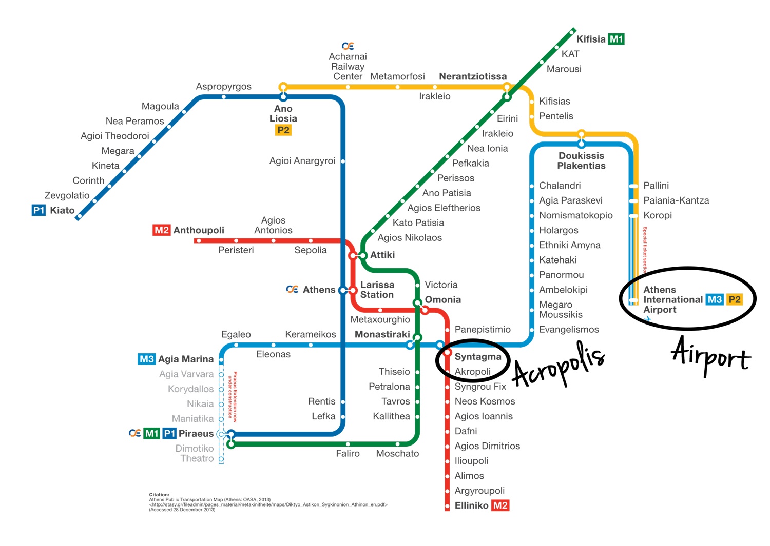 Athens Metro Map