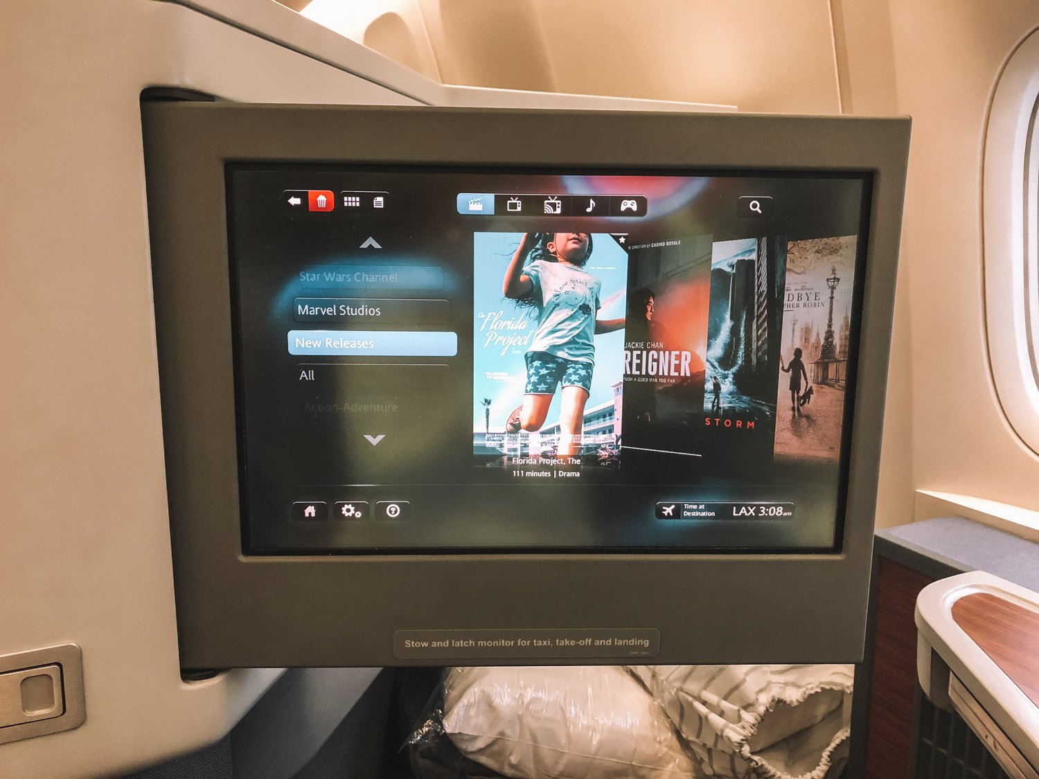Screen on Hong Kong Business Class