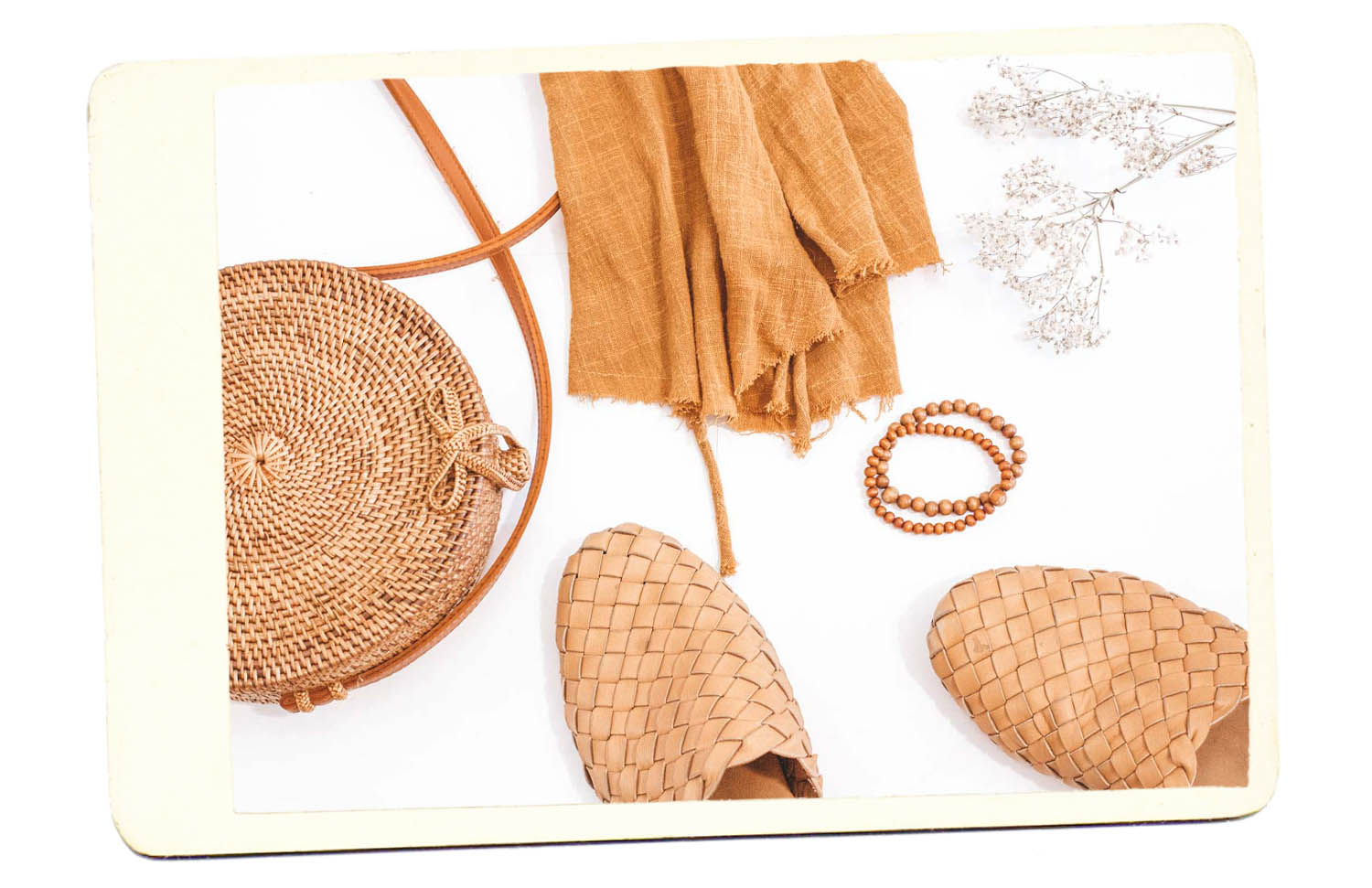 Vintage-Frame Tonal Yellow Orange Flat Lay